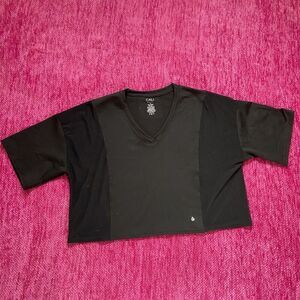 Cali Sport Crop Top Mesh Panels Black Size XL